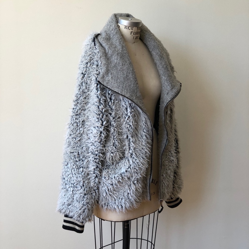 Free People Furry Dolman Jacket Grey